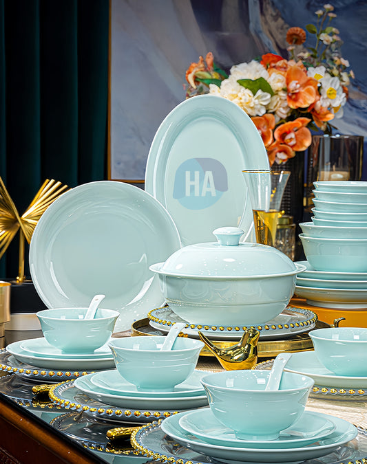 Jingdezhen high-white clay bowl and dish set for household use