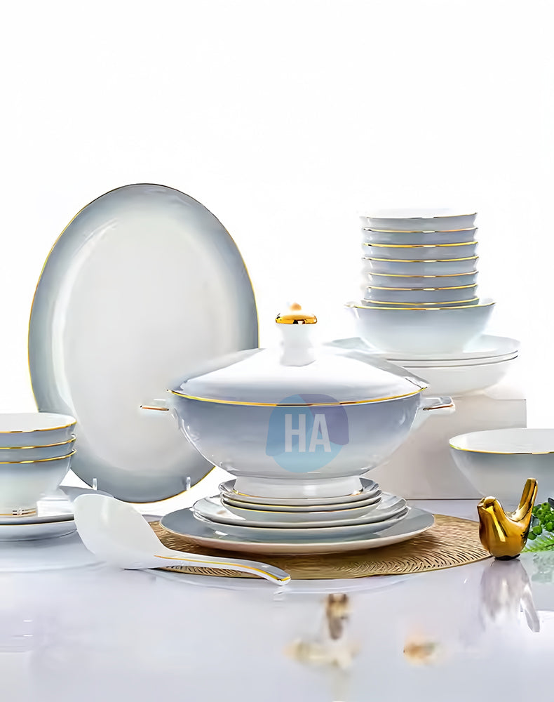 Jingdezhen gradient gray porcelain tableware set