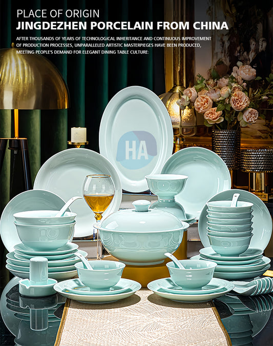 Jingdezhen high-white clay bowl and dish set for household use